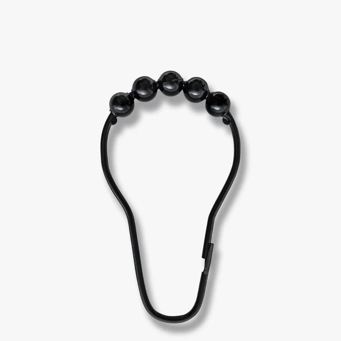 AQUA SHOWER CURTAIN HOOKS, BLACK, 10-PACK