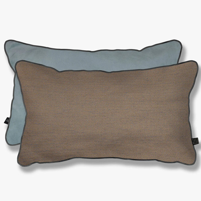 ATELIER CUSHION, MELANGE COGNAC/LIGHT BLUE