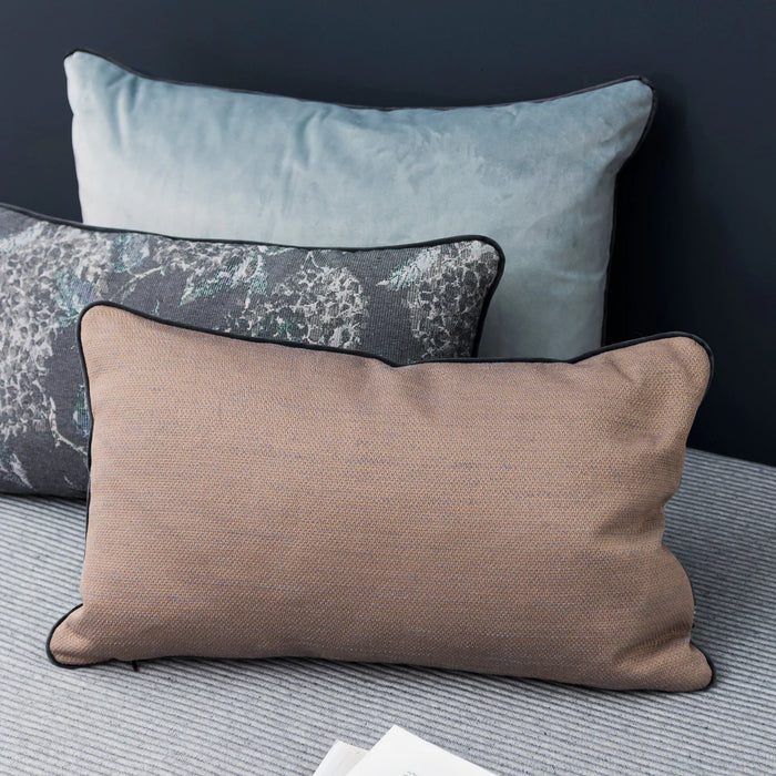 ATELIER CUSHION, MELANGE COGNAC/LIGHT BLUE