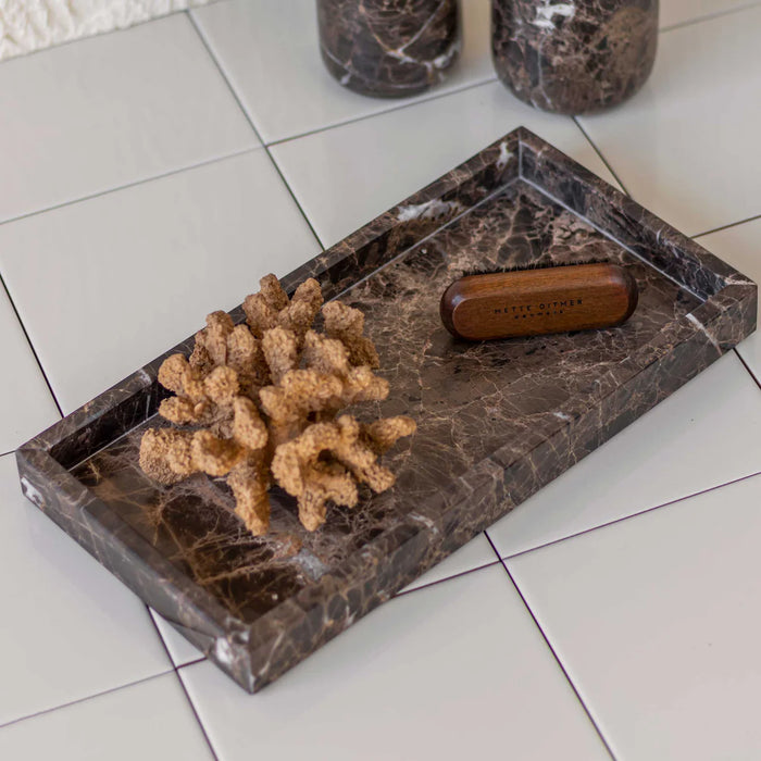 MARBLE DECO TRAY, BROWN