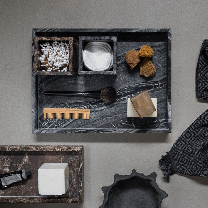 MARBLE TRAY, LARGE, BLACK / GREY