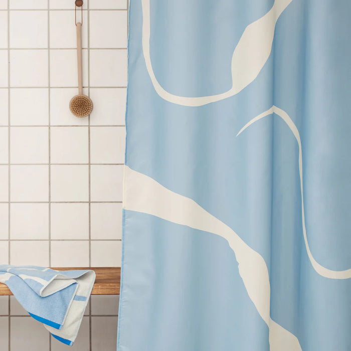 NOVA ARTE SHOWER CURTAIN, LIGHT BLUE / OFF-WHITE