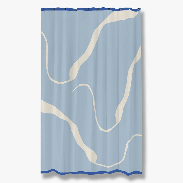 NOVA ARTE SHOWER CURTAIN, LIGHT BLUE / OFF-WHITE