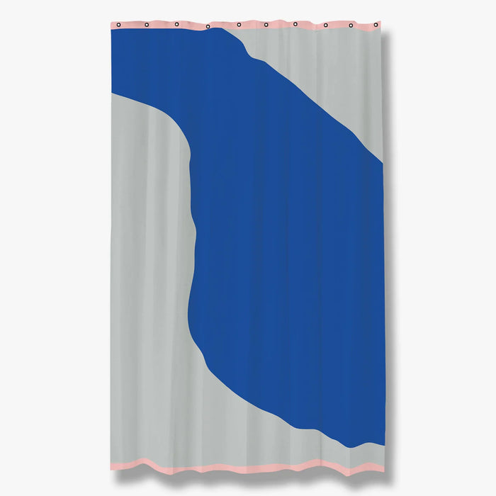 NOVA ARTE SHOWER CURTAIN, LIGHT GREY / COBALT