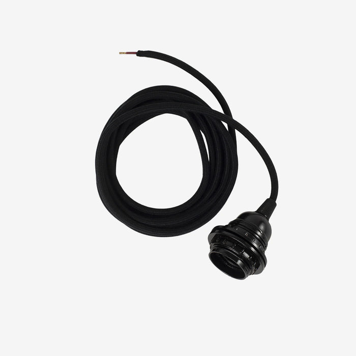 FABRIC CORD W SOCKET E27 BLACK