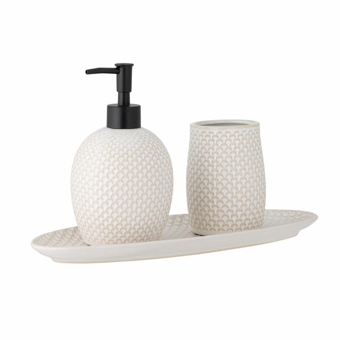 Hrin Soap Dispenser Set, Nature, Stoneware