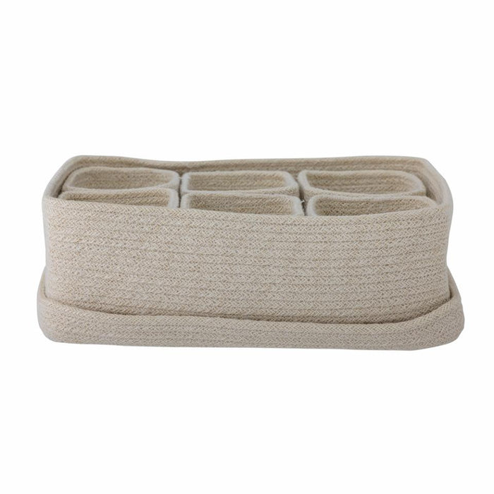 Annukka Basket w/Lid, White, Jute