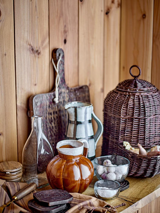 Walli Basket w/Lid, Brown, Rattan