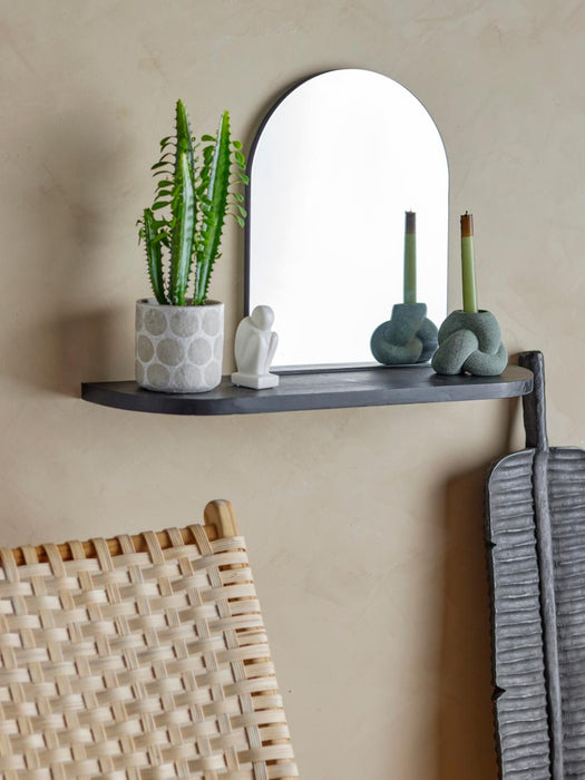 Annlie Mirror w/Shelf, Black, MDF