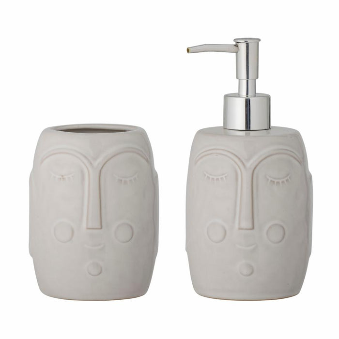 Niga Soap Dispenser Set, Nature, Porcelain